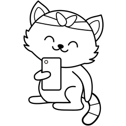 Selfie kawaii cat coloring page Selfie kawaii cat coloring page