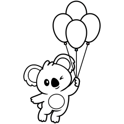 Cute koala with balloons