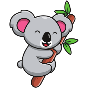 Cute koala climbing tree