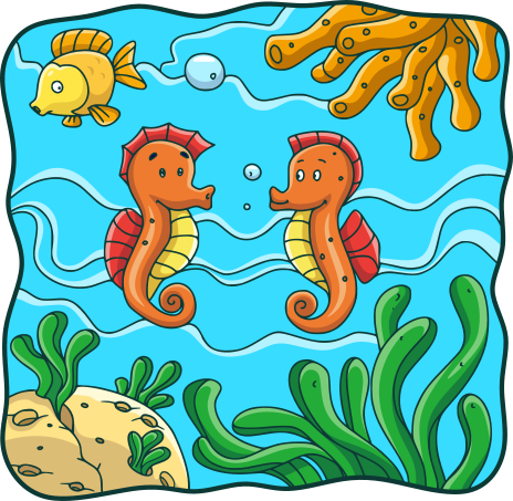 Sea horses coloring